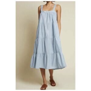 Nation LTD Women Amelia Tiered Tie Blue Dress Tie Straps with Pockets